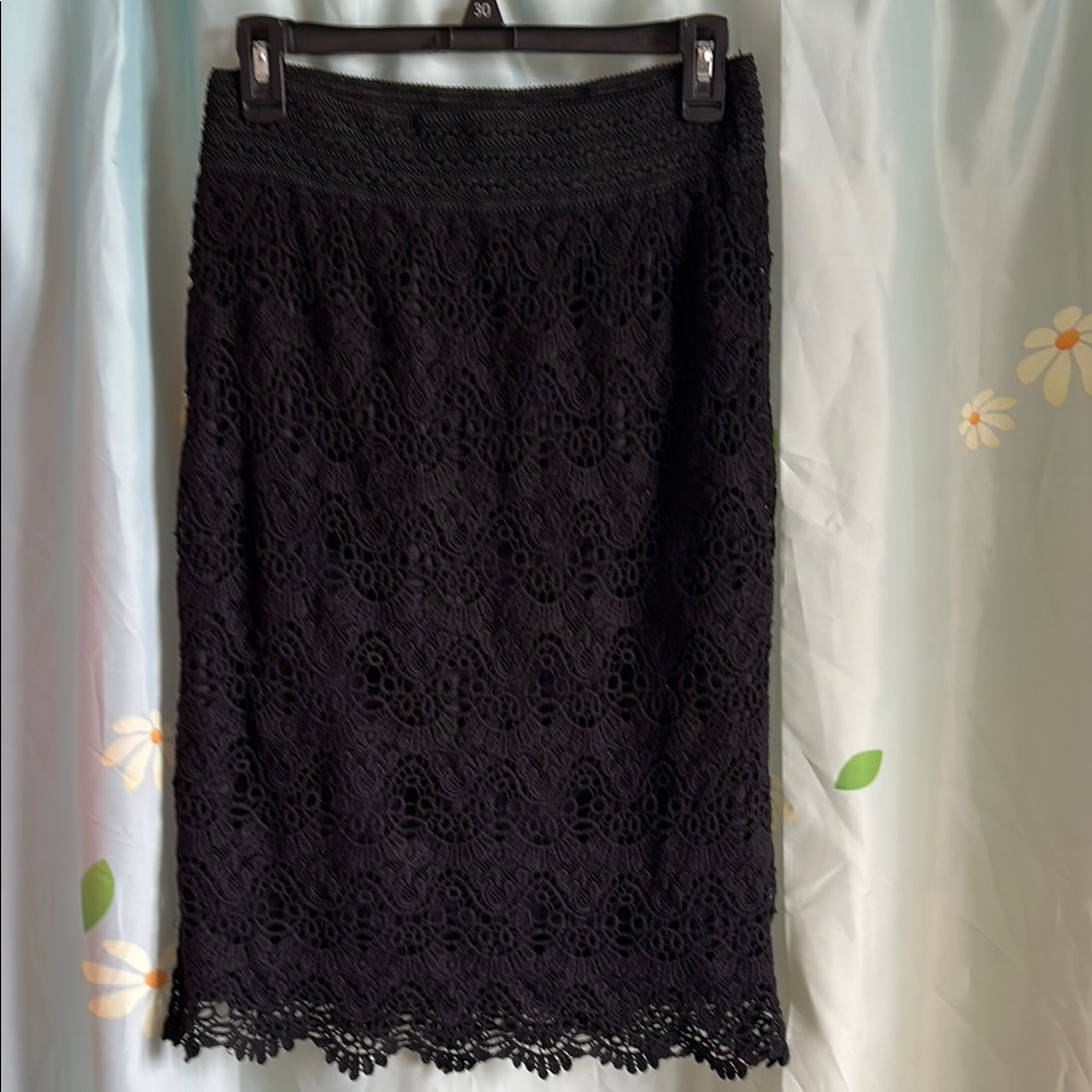 Miss Pinky Black Lace Pencil Skirt - Women Fully Lined